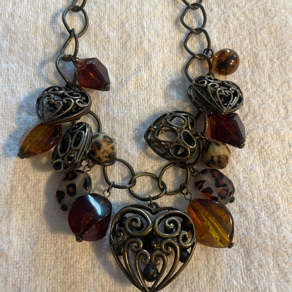 Elegant Multi-Color Heart Pendant Necklace